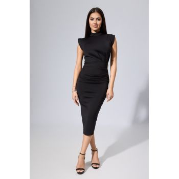 Rochie de ocazie din neopren cu brosa din strass-uri Leontine Neagra