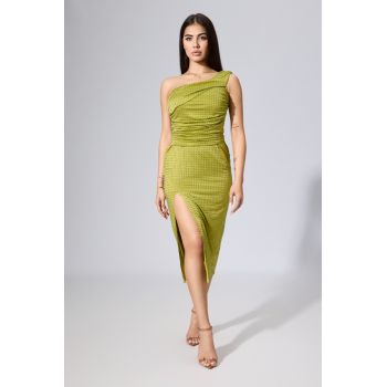 Rochie de ocazie premium din licra cu strass-uri tip one shoulder Janaya Fistic