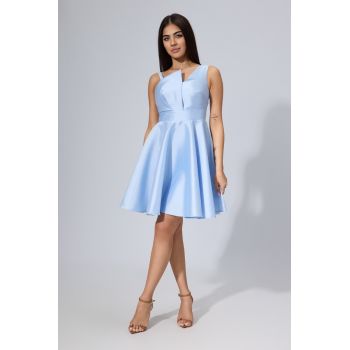 Rochie de ocazie tip baby doll din tafta satinata Ligia Bleu