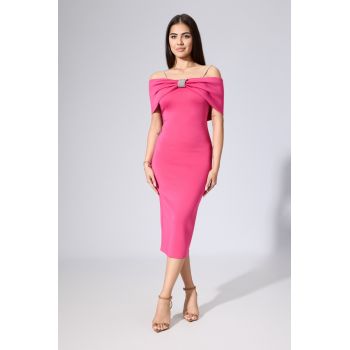 Rochie eleganta din neopren cu strass-uri Corinne Ciclam
