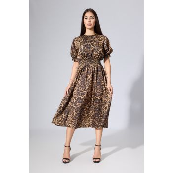 Rochie eleganta din satin cu imprimeu Hava Animal Print
