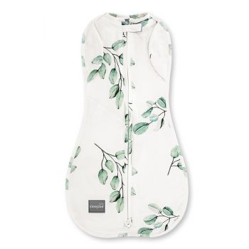 Saculet Swaddle pentru infasat + caciulita Second Step Eucalipt Sleepee