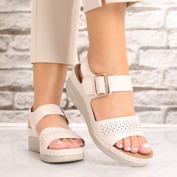 Sandale dama cu platforma Bej din Piele Ecologica Palosa