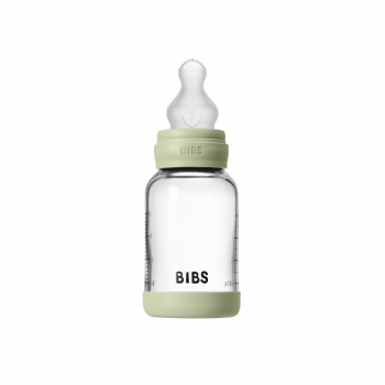 Set complet biberon din sticla anticolici cu tetina din silicon flux lent 120 ml Sage
