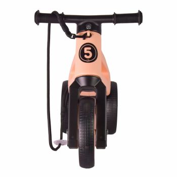 Bicicleta copii fara pedale Funny Wheels Rider SuperSport 2 in 1 Pastel Apricot, varsta 1-4 ani, transformabila din tricicleta cu doua roti spate in bicicleta cu o roata spate, anvelope de cauciuc plin,inaltime scaun 27-29 cm
