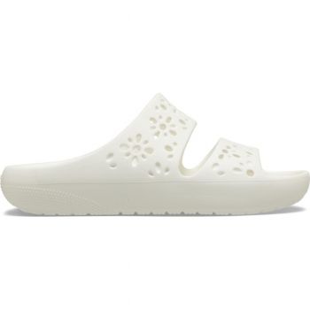 Papuci Crocs Classic Floral Cut-Out Sandal Alb - Chalk