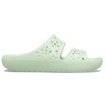 Papuci Crocs Classic Floral Cut-Out Sandal Verde - Jade Tint