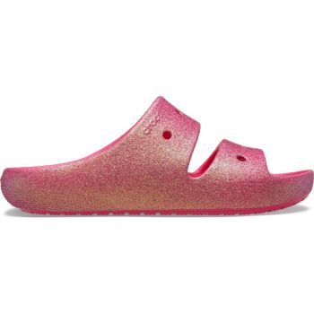 Papuci Crocs Classic Iridescent Glitter Sandal 2.0 Rosu - Cherry Red ieftini de firma originali