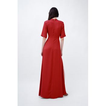 Red Maxi Dress With Cut-Out And Slit