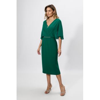Rochie de ocazie din voal cu strass-uri Manuelle Verde