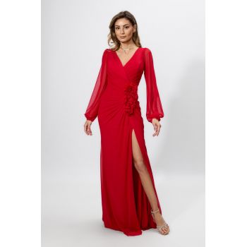 Rochie de ocazie premium din tull cu flori 3D Attitude Rosie