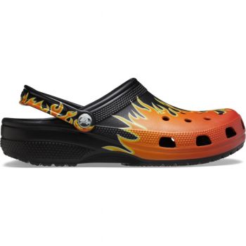 Saboti Crocs Classic Flames Clog Negru - Black/Multi