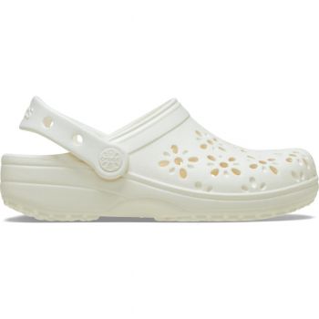 Saboti Crocs Classic Floral Cut-Out Clog Alb - Chalk