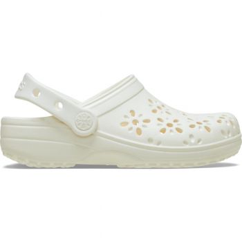 Saboti Crocs Classic Floral Cut-Out Clog Kids Alb - Chalk