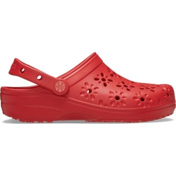 Saboti Crocs Classic Floral Cut-Out Clog Rosu - Cherry Red ieftini de firma originali