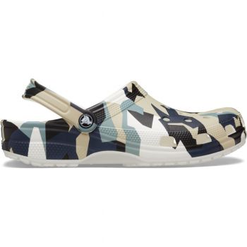 Saboti Crocs Classic Geo Camo Clog Alb - White/Multi