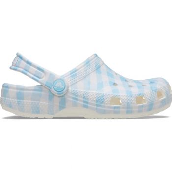 Saboti Crocs Classic Gingham Clog Alb - White/Blue