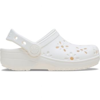 Saboti Crocs Classic Toddler Floral Cut-Out Clog Alb - Chalk