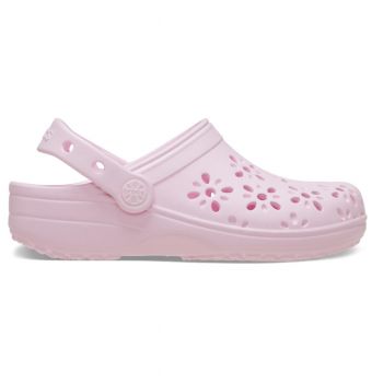 Saboti Crocs Classic Toddler Floral Cut-Out Clog Roz - Pink Milk