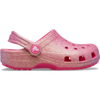 Saboti Crocs Classic Toddler Iridescent Glitter Clog Roz - Dragon Fruit