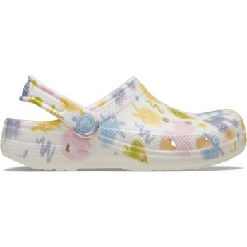 Saboti Crocs Classic Toddler Pastel Pets Clog Alb - Chalk