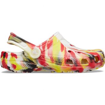 Saboti Crocs Glow Marbled Classic Clog Kids Rosu - Varsity Red/Multi