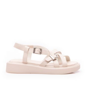Sandale cu talpă groasă damă din piele naturală, Epica - 4003 Nude Box