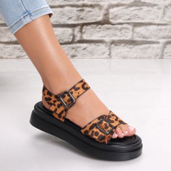 Sandale dama cu platforma Animal print din Piele Ecologica Acaisa ieftine de firma originale