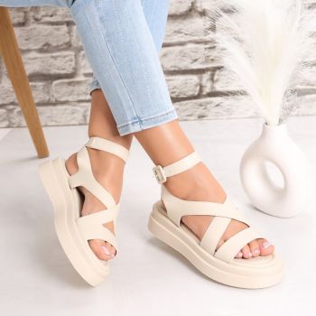 Sandale dama cu platforma Bej din Piele Ecologica Casica ieftine de firma originale