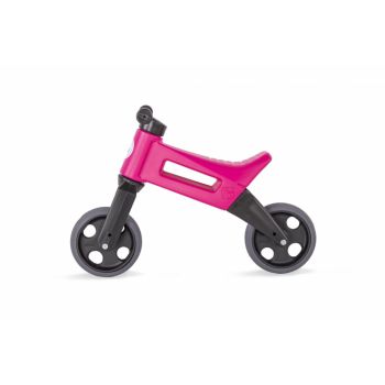 Tricicleta copii fara pedale 2 in 1 cu cosulet pentru ghidon Funny Wheels Rider Sport RozNegru, inaltime scaun 27-29 cm, raza de viraj limitata, de la 18 luni, greutate maxima admisa 25 Kg