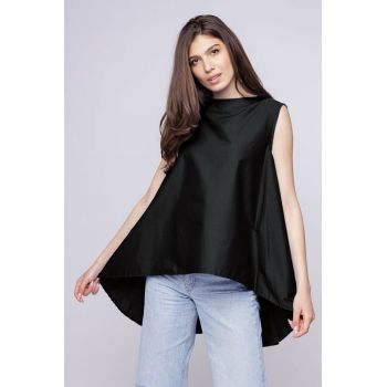 Bluza ampla neagra, din poplin de bumbac