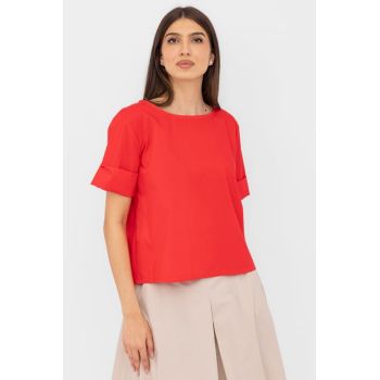 Bluza din poplin de bumbac  cu nasturi pe spate, rosie
