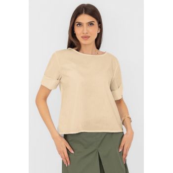 Bluza din poplin de bumbac cu nasturi pe spate