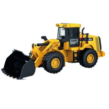 Buldozer de jucarie cu sunete si lumini, scara 1:16, cupa mobila, pentru copii 3+ ani