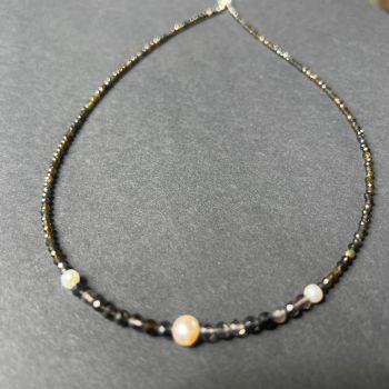 Colier obsidian si perle Silence#41