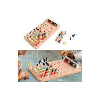Joc De Inteligenta Pentru Copii Si Adulti Mastermind Tabla De Sah Din Lemn Cu Pioni Colorati 2 Jucatori 146 Piese Boardgames Multicolor