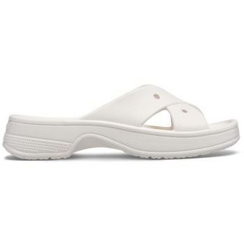 Papuci Crocs Classic Women's Cross Strap Alb - Chalk