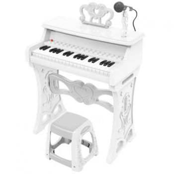Pian electronic pentru copii cu 37 de clape, microfon si scaunel – set muzical interactiv