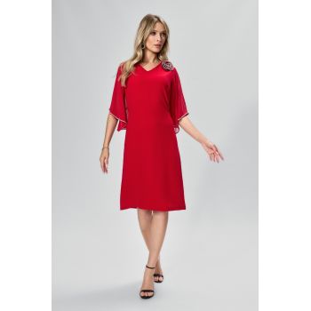 Rochie de ocazie din crepe si voal cu strass-uri Susan Rosie