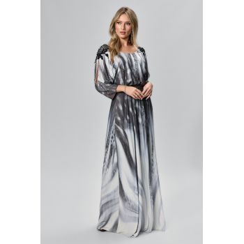 Rochie de ocazie din licra cu strass-uri Iridessa Gri