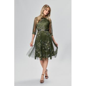 Rochie de ocazie din tull cu imprimeu floral Edna Kaki