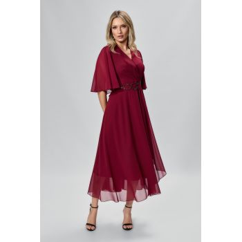 Rochie de ocazie din voal cu strass-uri in talie Justine Bordo