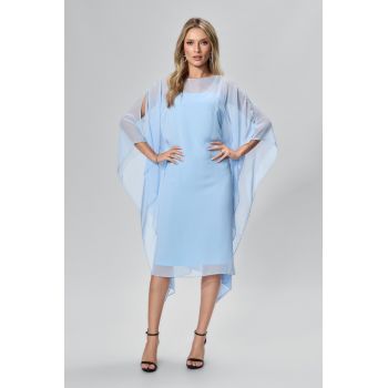 Rochie de ocazie din voal cu strass-uri Maureen Bleu