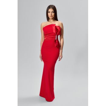 Rochie de ocazie premium cu funda din satin Bright Rosie