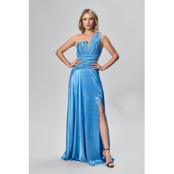 Rochie de ocazie premium cu model one shoulder Noblissima Bleu
