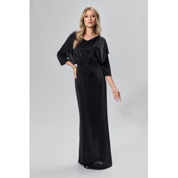Rochie de ocazie premium din licra cu strass-uri si glitter Petrona Neagra