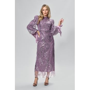 Rochie de ocazie premium din tull cu paiete Nirvana Lila