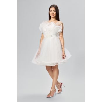 Rochie de ocazie premium tip baby doll din tull Chianti Alba