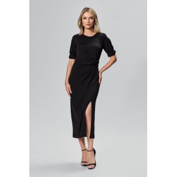 Rochie eleganta din licra cu maneci scurte Vicky Neagra