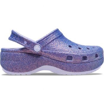 Saboti Crocs Classic Platform Iridescent Glitter Clog Mov - Purple Moon